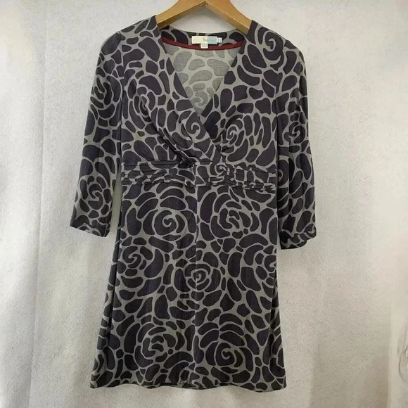 Boden Women’s Taupe‎ And Gray Rose Dress Size 6 Funky Sophisticated Work Dress - Picture 1 of 7